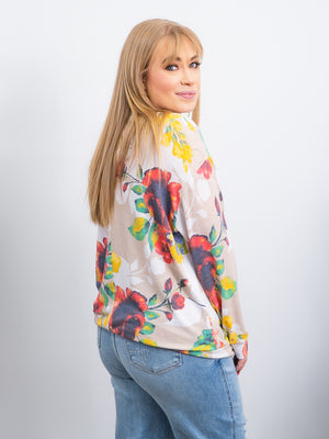Bittersweet Floral Long Sleeve | Taupe & Pink