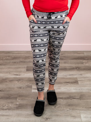 *DOOR CRASHERS* Lux Joggers | Grey Snowflakes