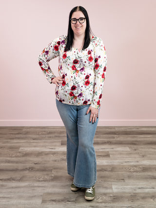 *NEW* Alyssa Long Sleeve Top | Burgundy Bloom