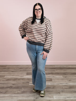 *NEW* Meant To Be Pullover | Mocha & Charcoal Stripe