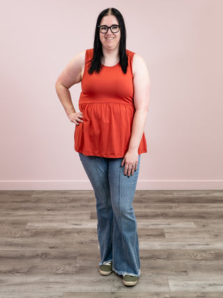 *1PM DEAL* Renee Ruffle Tank Top | Brick