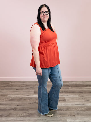 *1PM DEAL* Renee Ruffle Tank Top | Brick