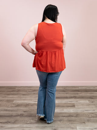 *1PM DEAL* Renee Ruffle Tank Top | Brick