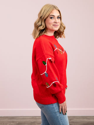 *NEW* Lit & Lovely Sequin Long Sleeve Sweater | Red