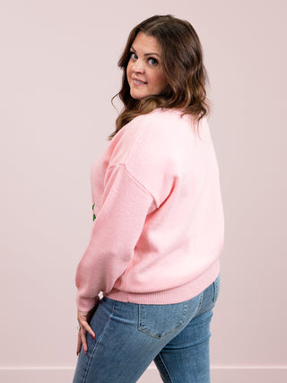 *FINAL SALE* Holly Cheer Sweater Top | Light Pink