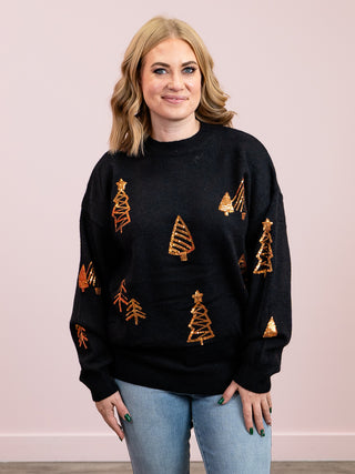 *NEW* Tree-T Yourself Sequin Sweater | Black