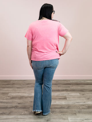 *12PM DEAL* Franklin V-Neck Tee | Heather Fuchsia