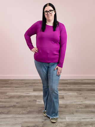 *4PM DEAL* Kenzie Long Sleeve Round Neck Tee | Light Plum