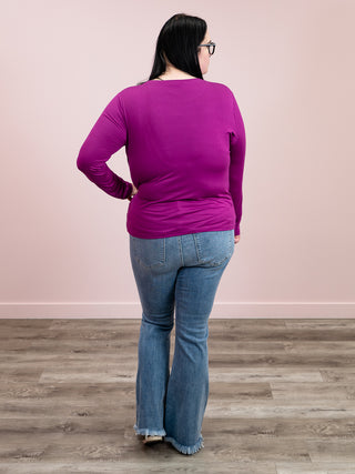 *4PM DEAL* Kenzie Long Sleeve Round Neck Tee | Light Plum