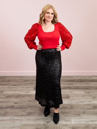 *NEW* Midnight Dazzle Maxi Skirt | Black