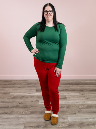 *4PM DEAL* Kenzie Long Sleeve Round Neck Tee | Dark Green