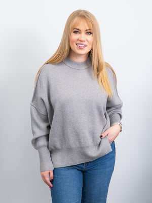 DEX | Lover Exposed Seams Tunic Sweater | Stone Grey