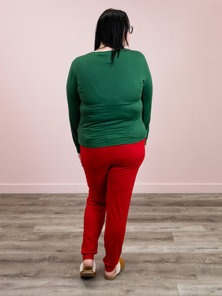 *4PM DEAL* Kenzie Long Sleeve Round Neck Tee | Dark Green