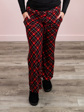 *2PM DEAL* Lexy Lounge Pant | Criss Cross Plaid | Red
