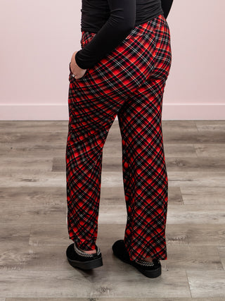 *2PM DEAL* Lexy Lounge Pant | Criss Cross Plaid | Red