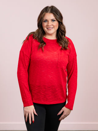 *9AM DEAL* Alicia Slub Long Sleeve | Ruby