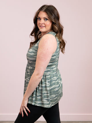 *1PM DEAL* Renee Ruffle Tank Top | Camo