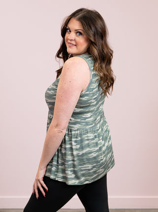 *1PM DEAL* Renee Ruffle Tank Top | Camo