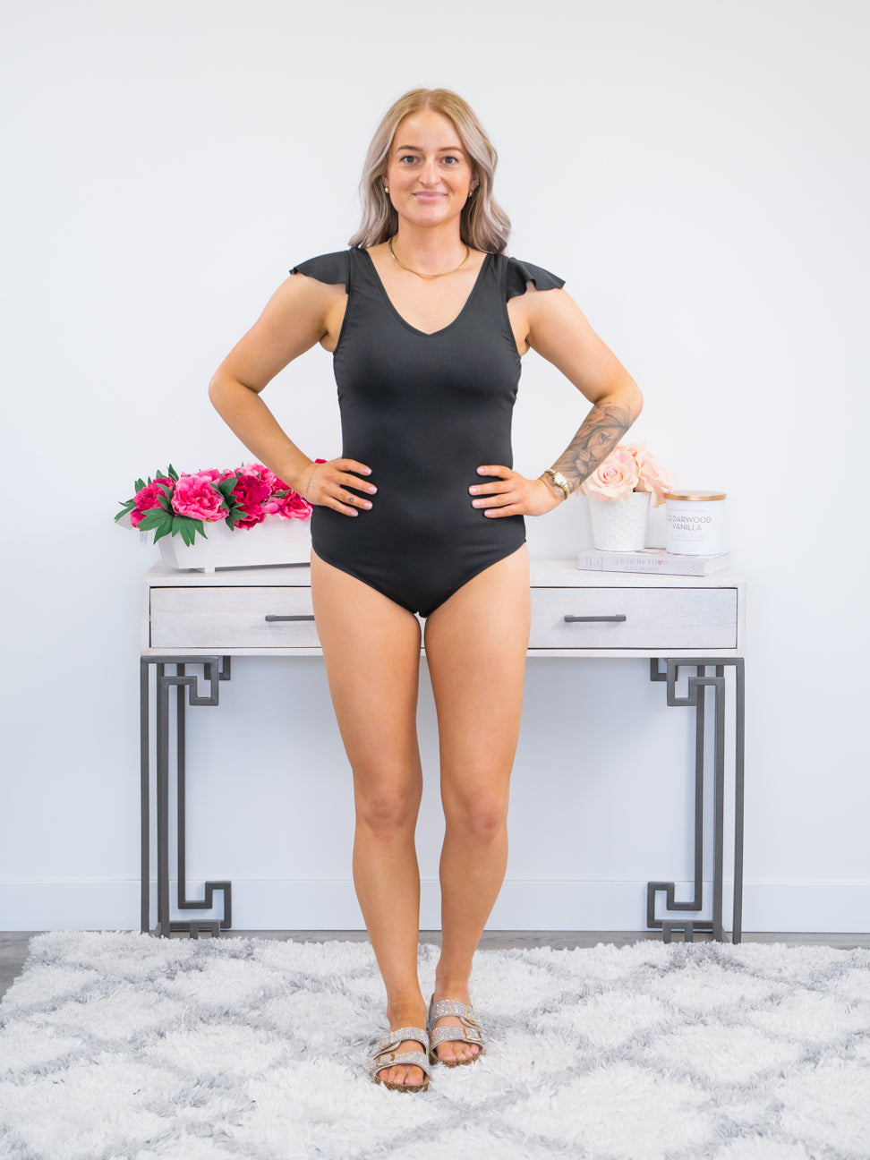 *FINAL SALE* Beachside Bliss | One-Piece SWIMSUIT | Black Ribbed