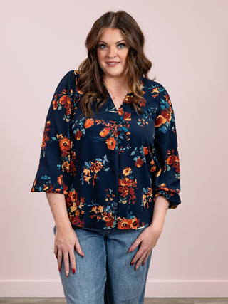 *NEW* Victoria Long Sleeve Blouse | Navy