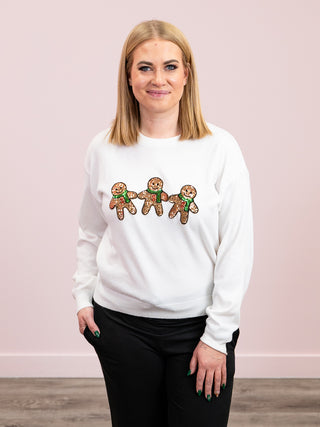 *NEW* Gingersnap Sequin Sweater | White