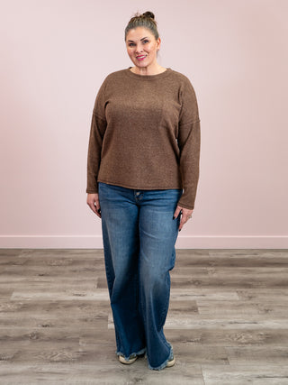 *NEW* Kiarra Ribbed Pocket Sweater | Brown