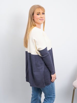 Analee Colourblock Sweater | Ivory & New Indigo