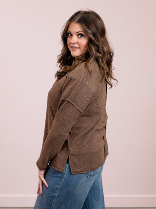 *NEW* Kiarra Ribbed Pocket Sweater | Brown