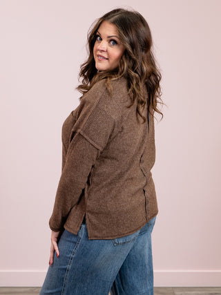 *NEW* Kiarra Ribbed Pocket Sweater | Brown