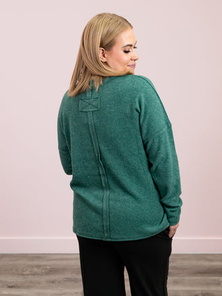 *NEW* Kiarra Ribbed Pocket Sweater | Dark Green