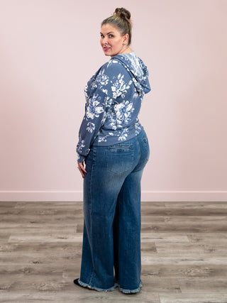 *NEW* Faded Garden Floral Rib Knit Hoodie | Navy Floral