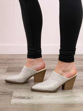 *6PM DEAL* Buffy Rhinestone Mule | White
