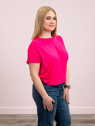 *DOOR CRASHERS* Charlize Cropped Tee | Hot Pink