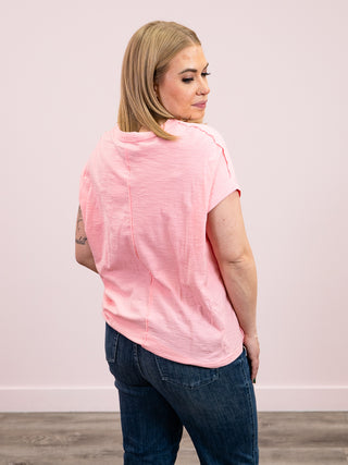 *DOOR CRASHERS* Claire Slub Tee | Dark Pink