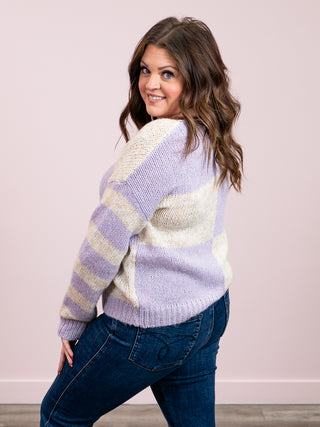 *NEW* Indigo Colour Block Pullover | Lavender & Cream
