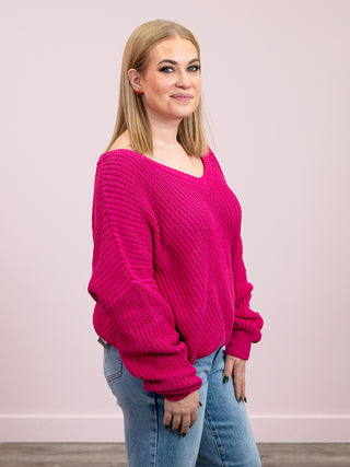 *NEW* Janie Cozy Knit Sweater | Magenta