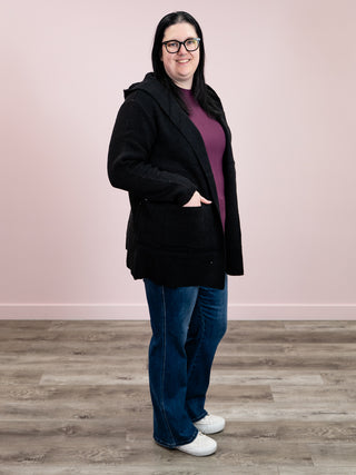 *NEW* Genessa Hooded Sweater Cardigan | Black