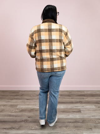 *NEW* Stay With Me Plaid Jacket | Sepia & Peach