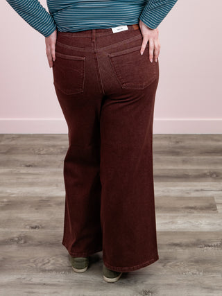 *NEW* Judy Blue | High Rise Retro Wide Leg | Burgundy | Teo