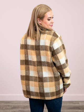 *NEW* Stay With Me Plaid Jacket | Sepia & Peach