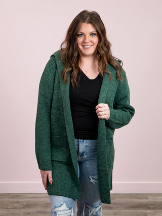 *NEW* Genessa Hooded Sweater Cardigan | Dark Green