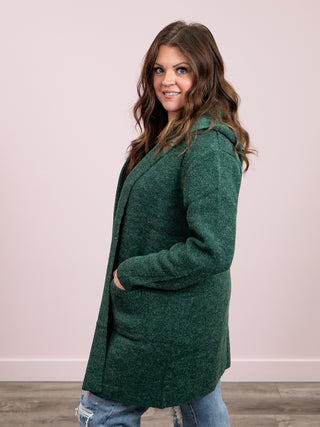 *NEW* Genessa Hooded Sweater Cardigan | Dark Green