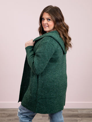 *NEW* Genessa Hooded Sweater Cardigan | Dark Green
