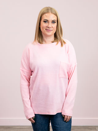 *NEW* Kiarra Ribbed Pocket Sweater | Dark Pink