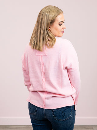 *NEW* Kiarra Ribbed Pocket Sweater | Dark Pink