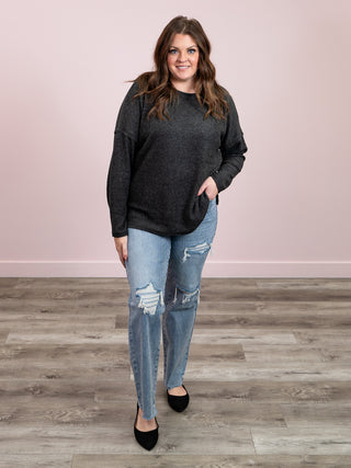 *NEW* Kiarra Ribbed Pocket Sweater | Black