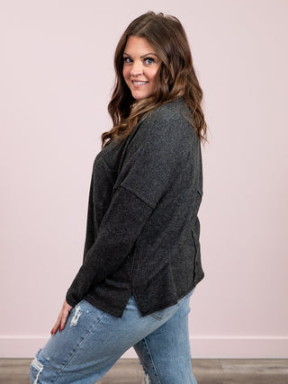 *NEW* Kiarra Ribbed Pocket Sweater | Black