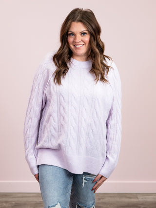 *NEW* Jasmine Cable Knit Pullover | Lilac Gray