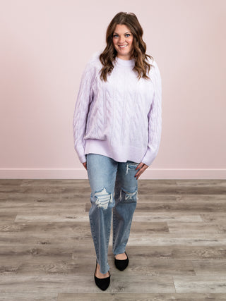 *NEW* Jasmine Cable Knit Pullover | Lilac Gray