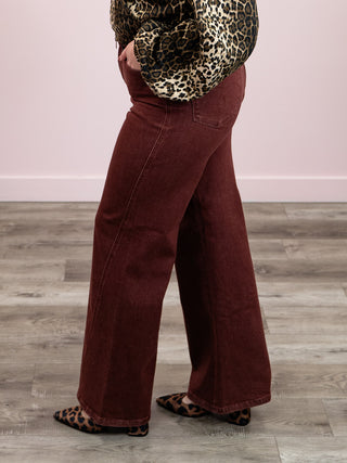 *NEW* Judy Blue | High Rise Retro Wide Leg | Burgundy | Teo